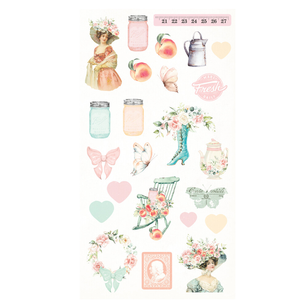 PEACH TEA COLLECTION PUFFY STICKERS – 24 PCS
