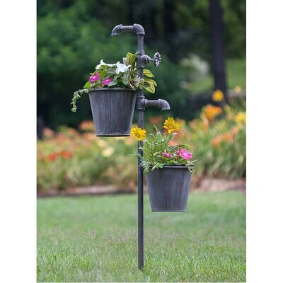 Faucets Garden Stake With 2 Planters