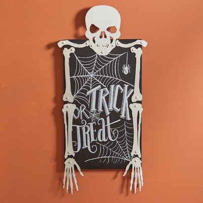 Spooky Skeleton Trick-or-Treat Wall Sign