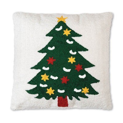 Christmas Tree Hooked Cotton Pillow