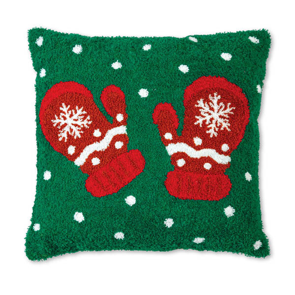 Mittens Hooked Cotton Pillow