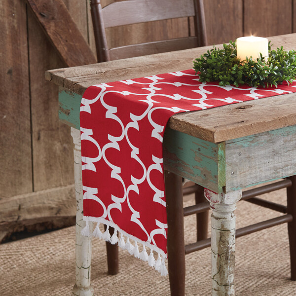 Patterned Red Table Runner