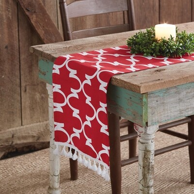 Patterned Red Table Runner