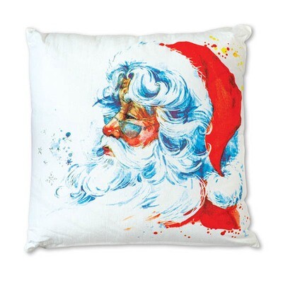Watercolor Santa Claus Cotton Throw Pillow