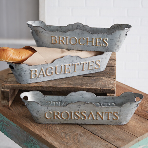 Set of Three French Baguette Bins