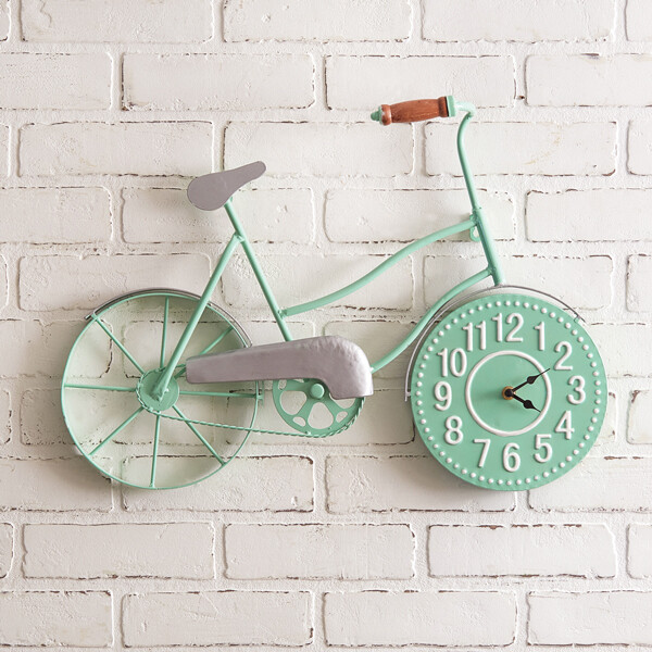 Mint Green Bicycle Clock