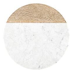 Marble and Carved Wood Serving Board - Round