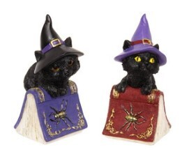 Cats Corner - Witches Cat on Purple Book of Shadows 12cm