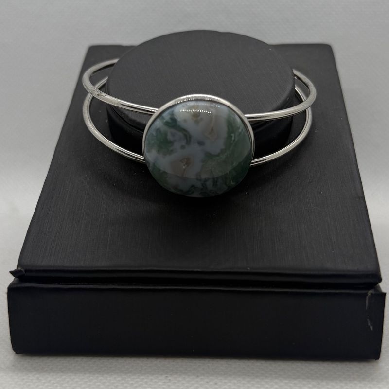 Jewellery -  Bracelet Open Back  Moss Agate - B Grade
