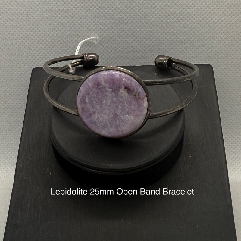 Jewellery -  Bracelet Open Back 25mm- Lepidolite - A Grade