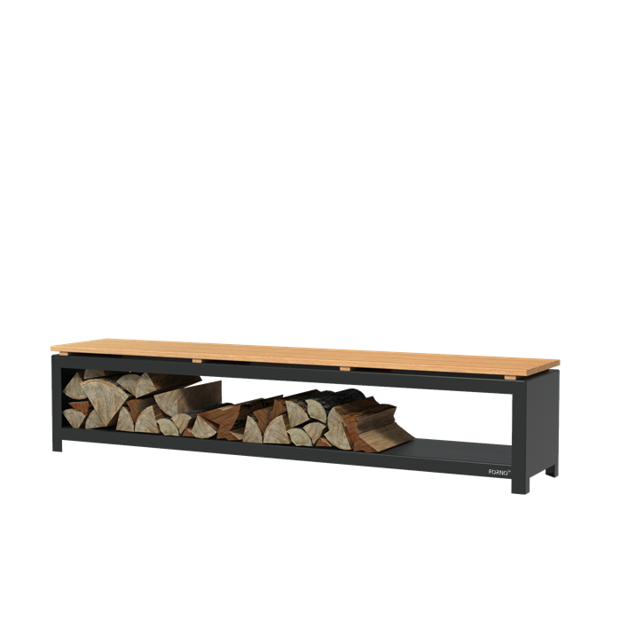 Corten Steel Wood Storage HR Black Coated (2000x400x430)