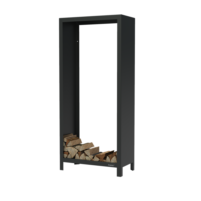 Forno Corten Steel Wood Storage HR Black Coated BHG - HR (800x400x1800)