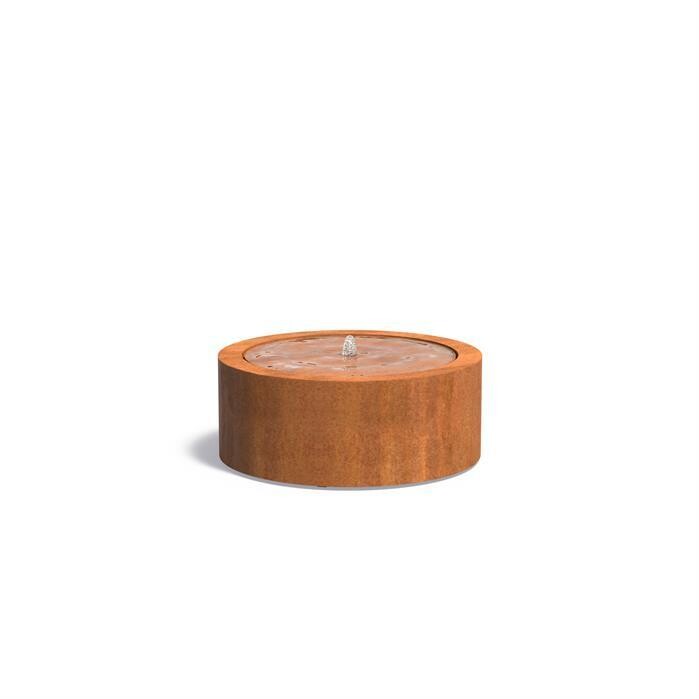 Corten Steel Round Water Table  - 1 Fountain & LED 1000x400