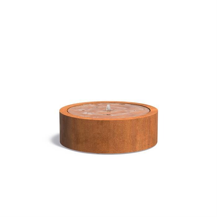 Corten Steel Round Water Table  - 1 Fountain & LED 1200x400