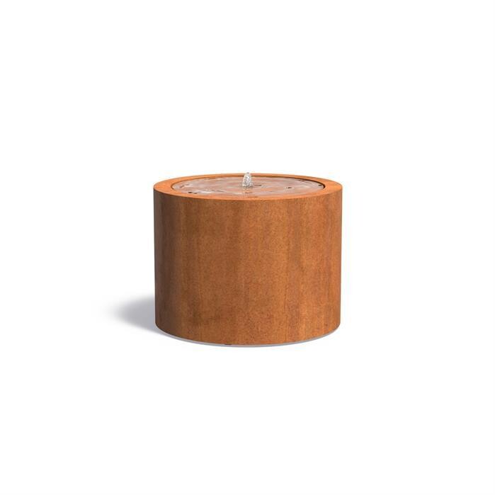 Corten Steel Round Water Table  - 1 Fountain & LED 1000x750