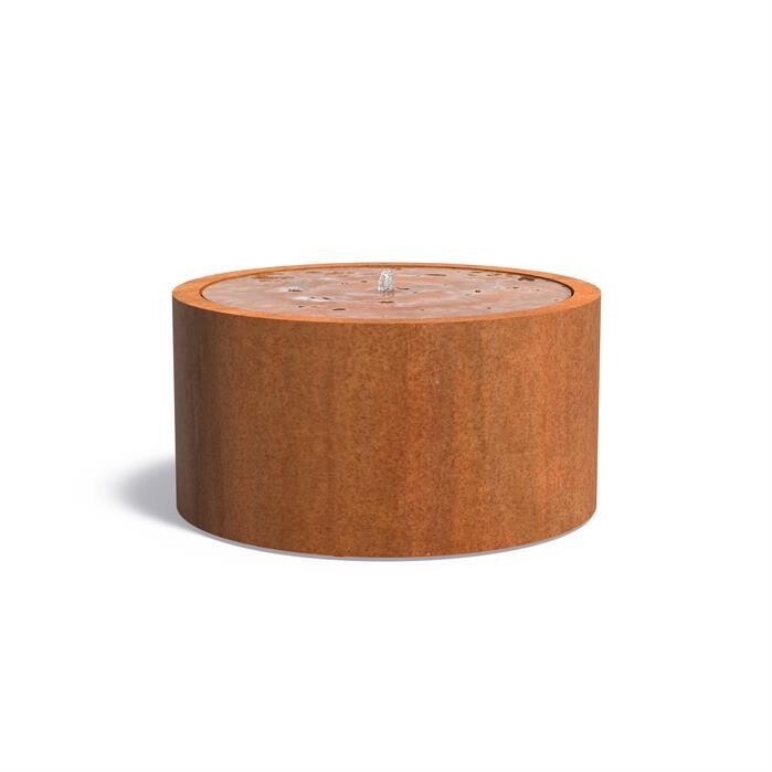 Corten Steel Round Water Table  - 1 Fountain & LED 1450x750