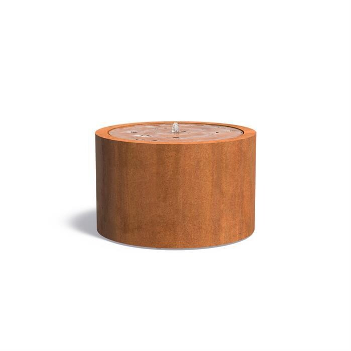 Corten Steel Round Water Table  - 1 Fountain & LED 1200x750