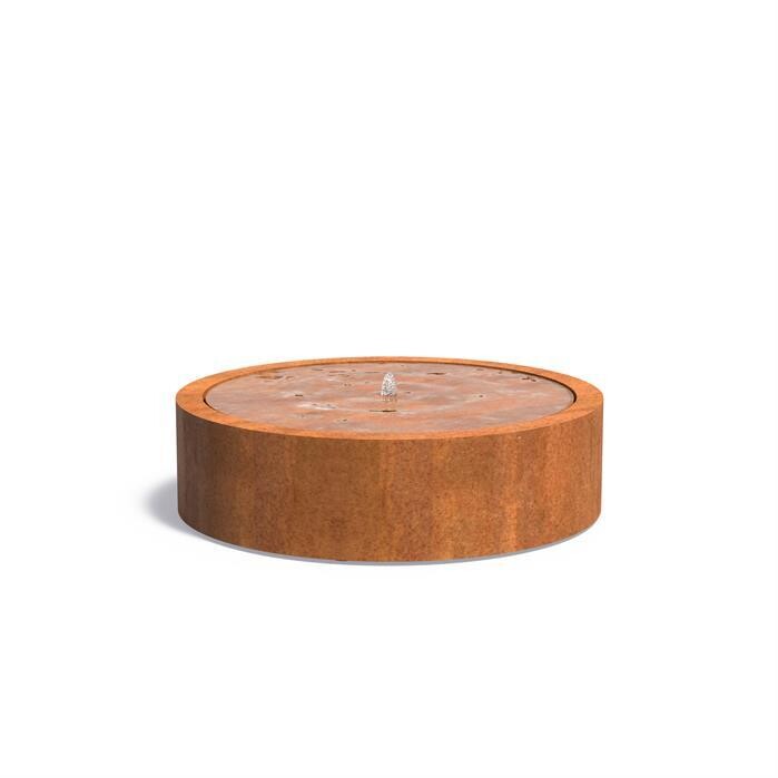 Corten Steel Round Water Table  - 1 Fountain & LED 1450x400