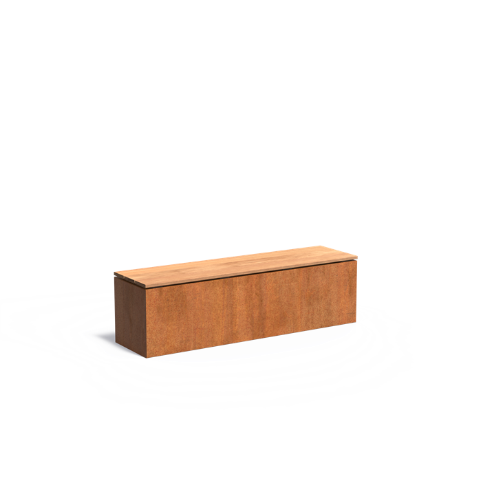 Corten Steel Socle With Seat 1500x400x430
