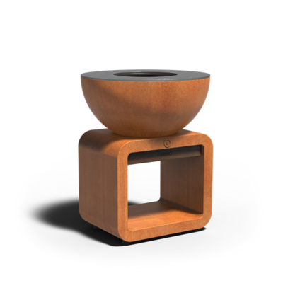 Corten Steel Spherical Fire Bowl/Grill Base With Cooking Plate 805x1000