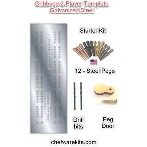 Cribbage Board 2-lane Steel Template Starter Kit (Woodworking Kit) Made in the USA