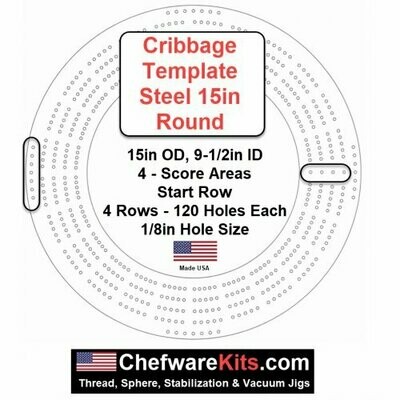 Cribbage Template Steel 15in Round (wood working) Made in USA