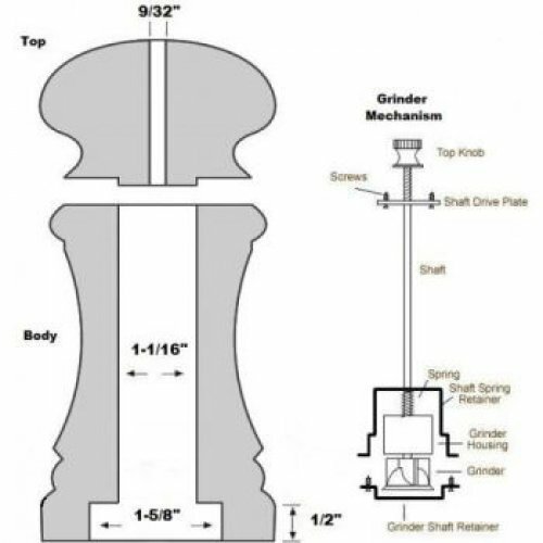Pepper mill Mechanism 24 inch (USA) Woodturning Kit