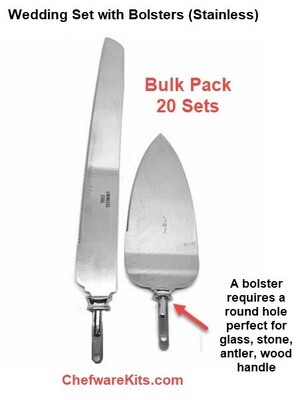 Wedding Cake Server Set (Stainless) w/ Bolster - Bulk Pricing (Ideal for Wood, Stone, Antler or Glass handle)