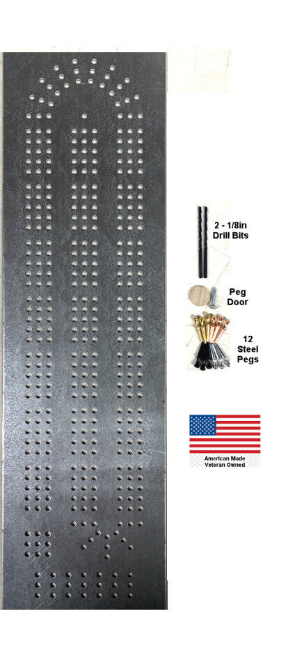 Cribbage Board 3-lane Steel Template Starter Kit (Woodworking Kit) Made in the USA
