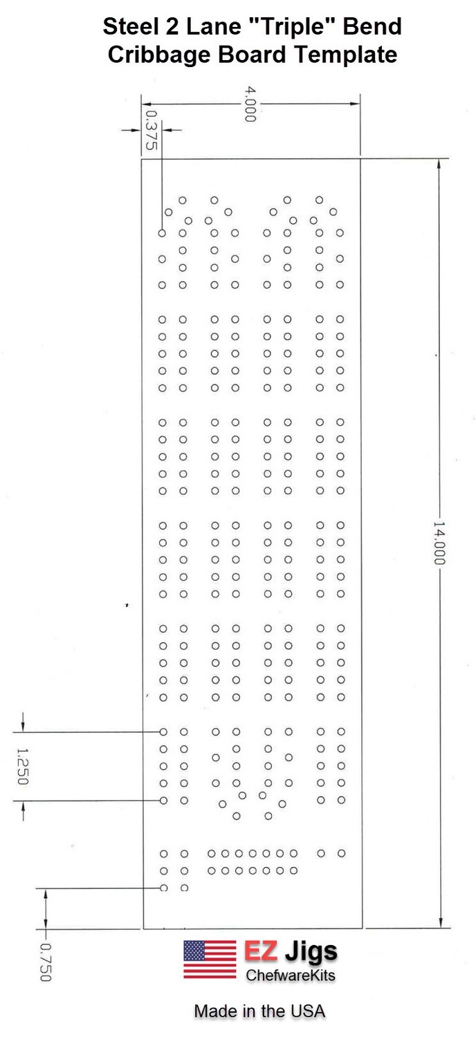 Cribbage Board 2-lane Steel Template (Woodworking Kit)