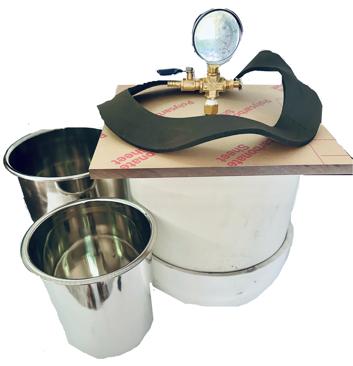 XL Vacuum Stabilization Multi Chamber 6pc Kit - Huge 10in dia allows you to stabilize a turned wooden bowl and large batches of boxes and duck calls