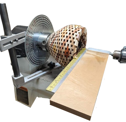 EZ Open Segment Lathe Tail Stock Jig w/ EZ Index Steel Wheel &amp; Locking Post Kit (woodturning)