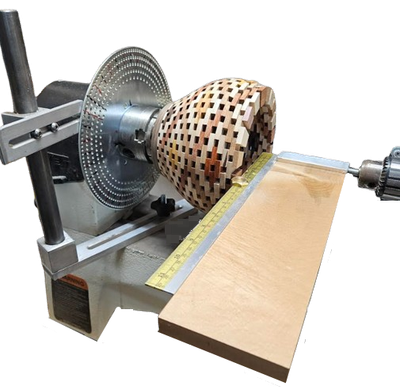 EZ Open Segment Lathe Tail Stock Jig w/ EZ Index Steel Wheel &amp; Locking Post Kit (woodturning)
