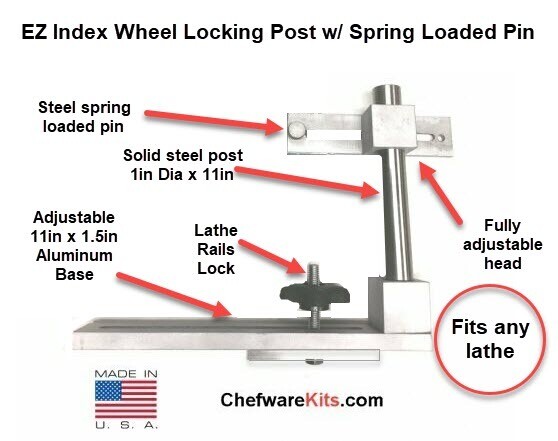 EZ Index Wheel Locking Kit (Base, Post, Spring Loaded Pin Assembly) (woodturning lathe)