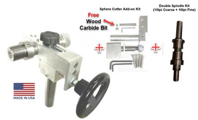 EZ Threading COMBO Jig w/ Double Spindle Kit (10tpi Coarse + 16tpi Fine) and Sphere Cutter Add-on Kit