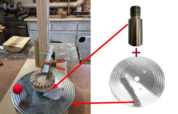 EZ Open/Closed Segment Vertical Jig Post w/ EZ Index Steel 12in Wheel (woodturning)