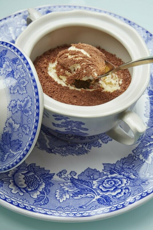 Tiramisú azul y oro, Chef Zurita.