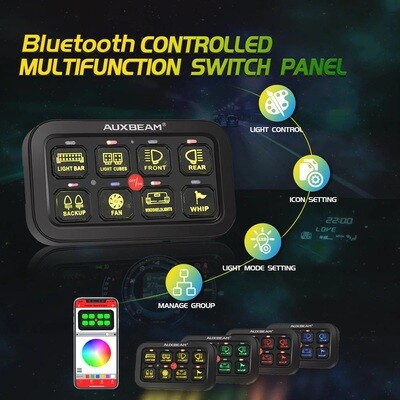 AR-800 RGB Switch Panel With App, Toggle/ Momentary/ Pulse Mode - Auxbeam