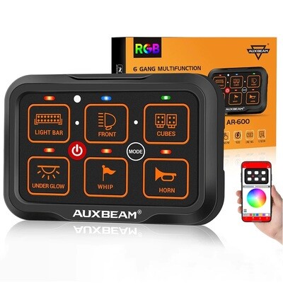 AR-600 RGB Switch Panel With App, Toggle/ Momentary/ Pulse Mode - Auxbeam