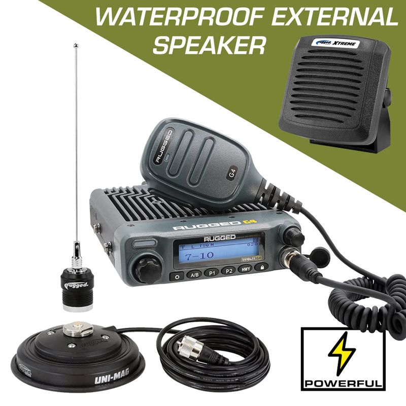 Radio Kit Plus - Rambler G4 High Power GMRS Mobile Radio Kit with External Speaker - by Rugged Radios