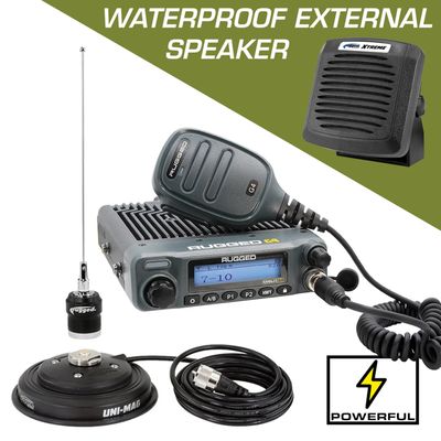 Radio Kit Plus - Rambler G4 High Power GMRS Mobile Radio Kit with External Speaker - by Rugged Radios