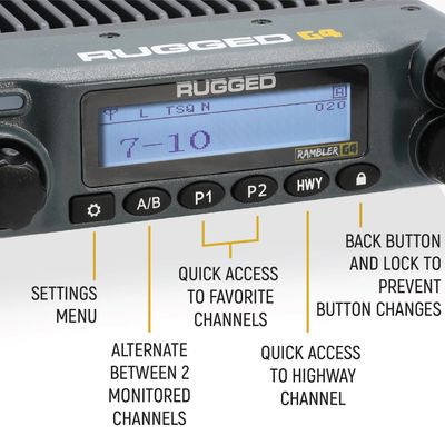 Radio Kit Lite - Rambler G4 GMRS Band Mobile Radio with Stealth Antenna - by Rugged Radios