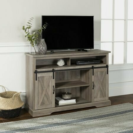 Manor Park Farmhouse Barn Door TV Stand for TVs up to 58&quot;, Gray Wash