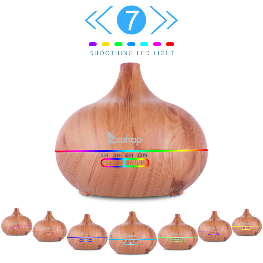 ZOKOP 500ml LED Essential Oil Aroma Air Aromatherapy Diffuser Cool Mist Remote C