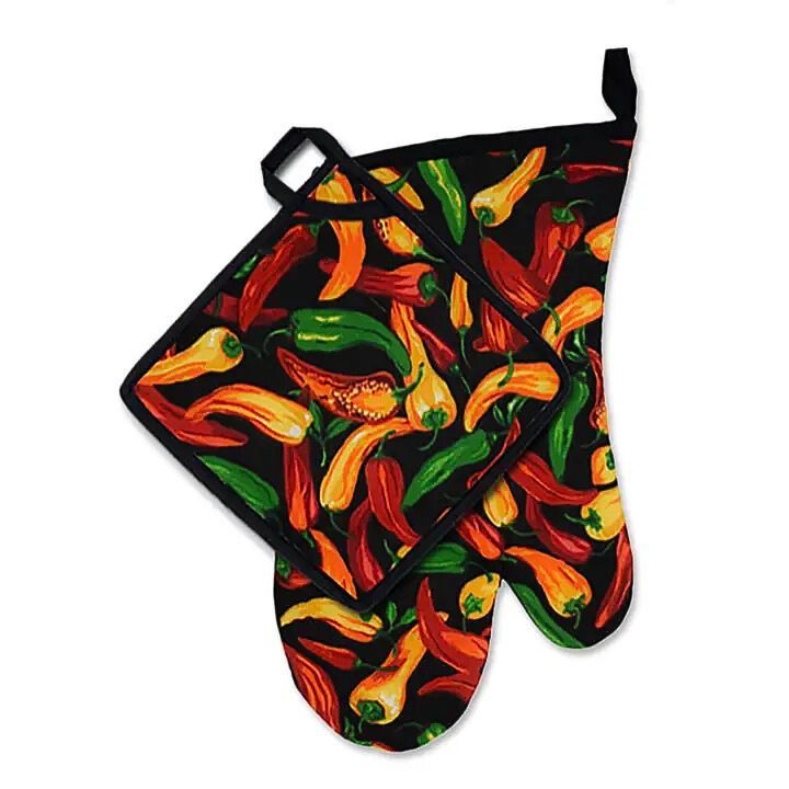Oven Mitt &amp; Pot Holder Set - Black