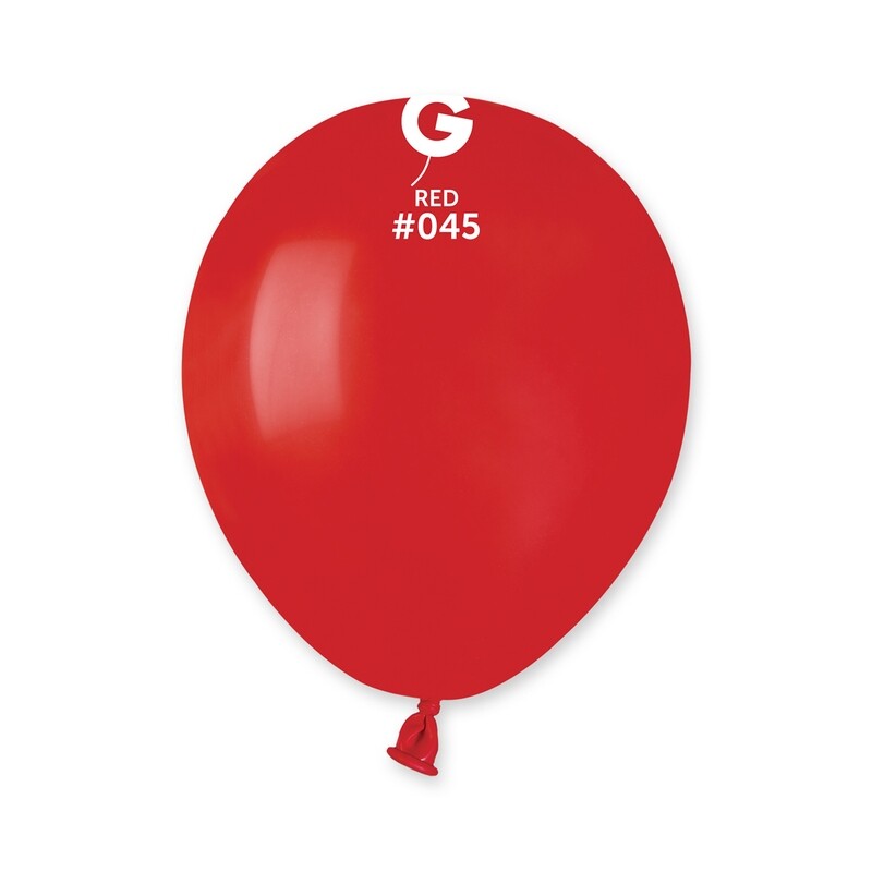 5" Standard Balloon - Solid Colour Latex - RED