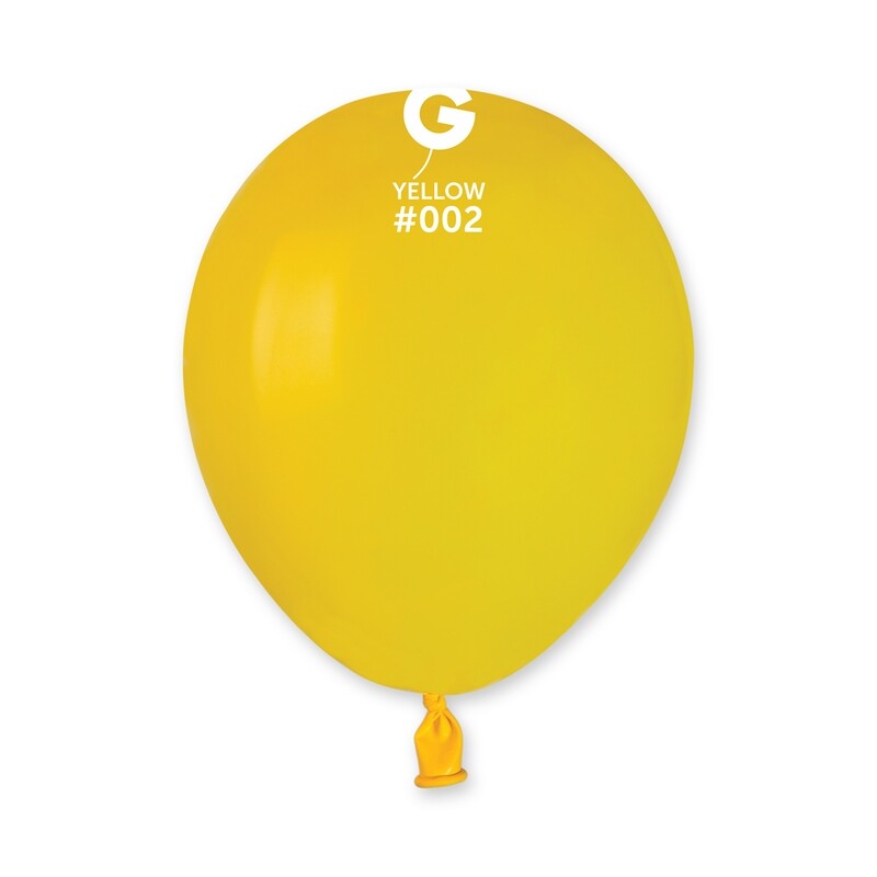 5" Standard Balloon - Solid Colour Latex - YELLOW