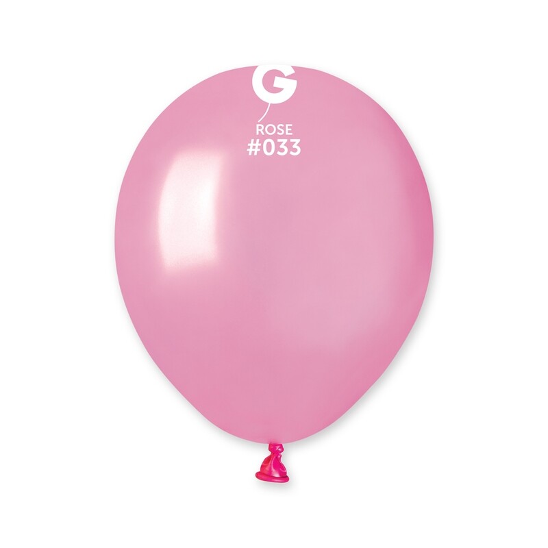 5" Metallic Balloon - Solid Colour Latex - Metallic Rose