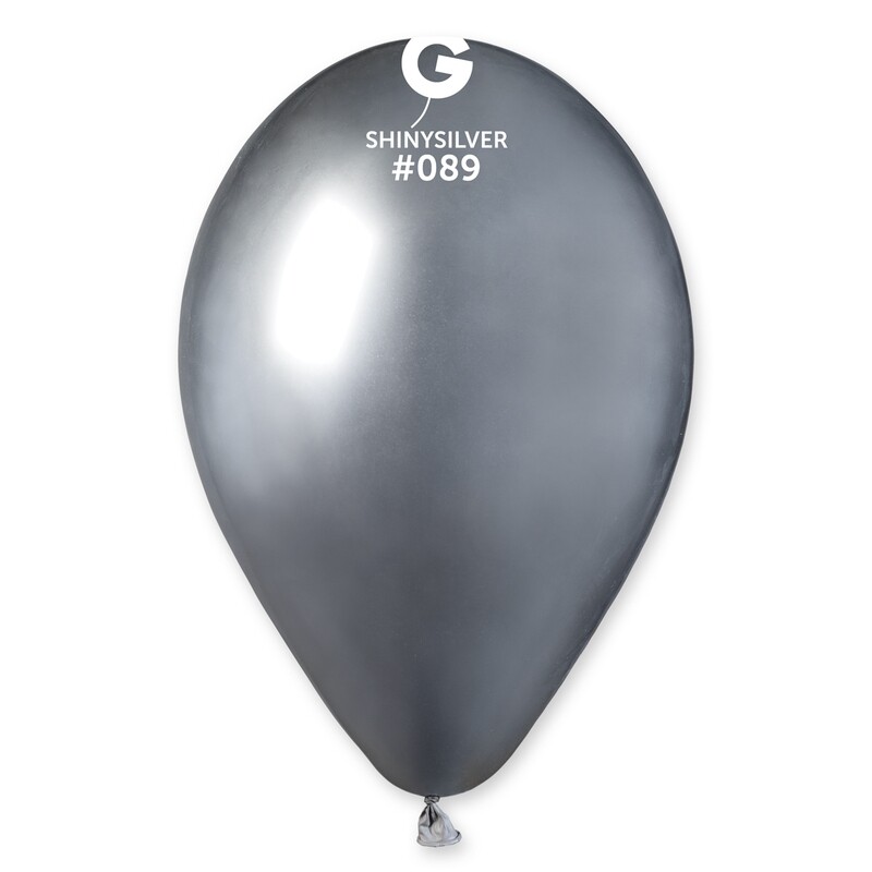 13" Shiny Balloon - Solid Colour Latex - SHINY SILVER