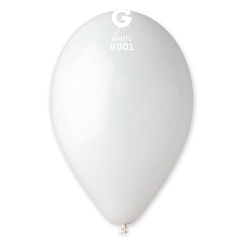 12" Standard Balloon - Solid Colour Latex - WHITE